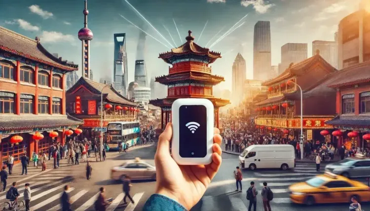 Traveler using pocket WiFi in China