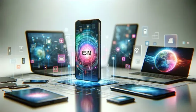 Setting up an eSIM hotspot on a smartphone with connected devices