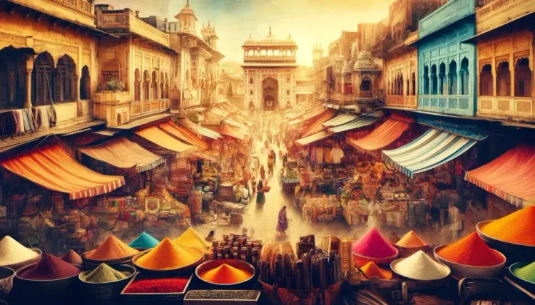 Bustling Indian market showcasing vibrant culture.
