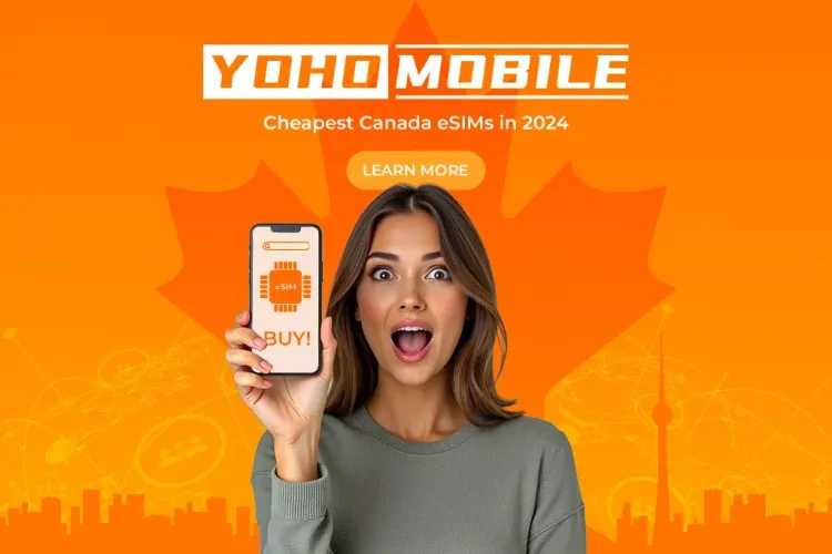 Woman in Canada buying the cheapest Canada eSIM
