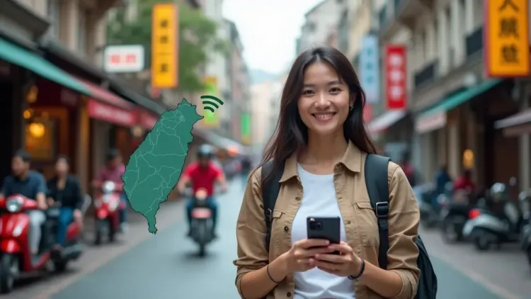Traveler using a phone