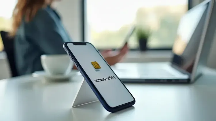 Smartphone showing eSIM activation settings for easy SIM to eSIM conversion