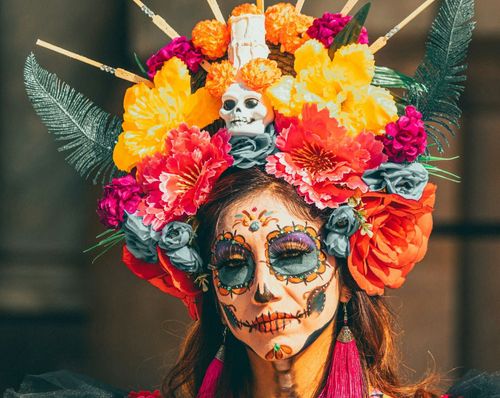 artists and designers love using La Catrina and other self-invented colorful skeletons