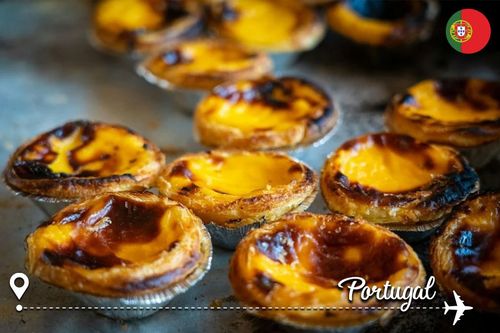 This small, round egg custard tart pastry is a delightful Portuguese treat.