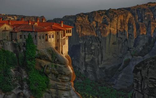 Meteora Monasteries on the polished rock peaks.